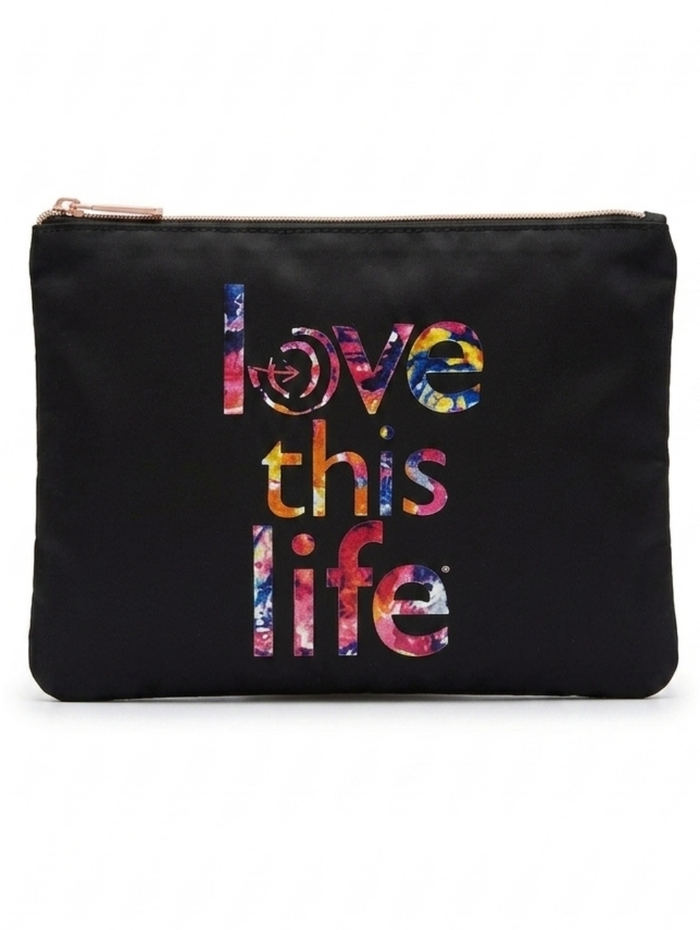 Large black make-up bag cosmetic Bag Makeup case- Love This Life. NWT
